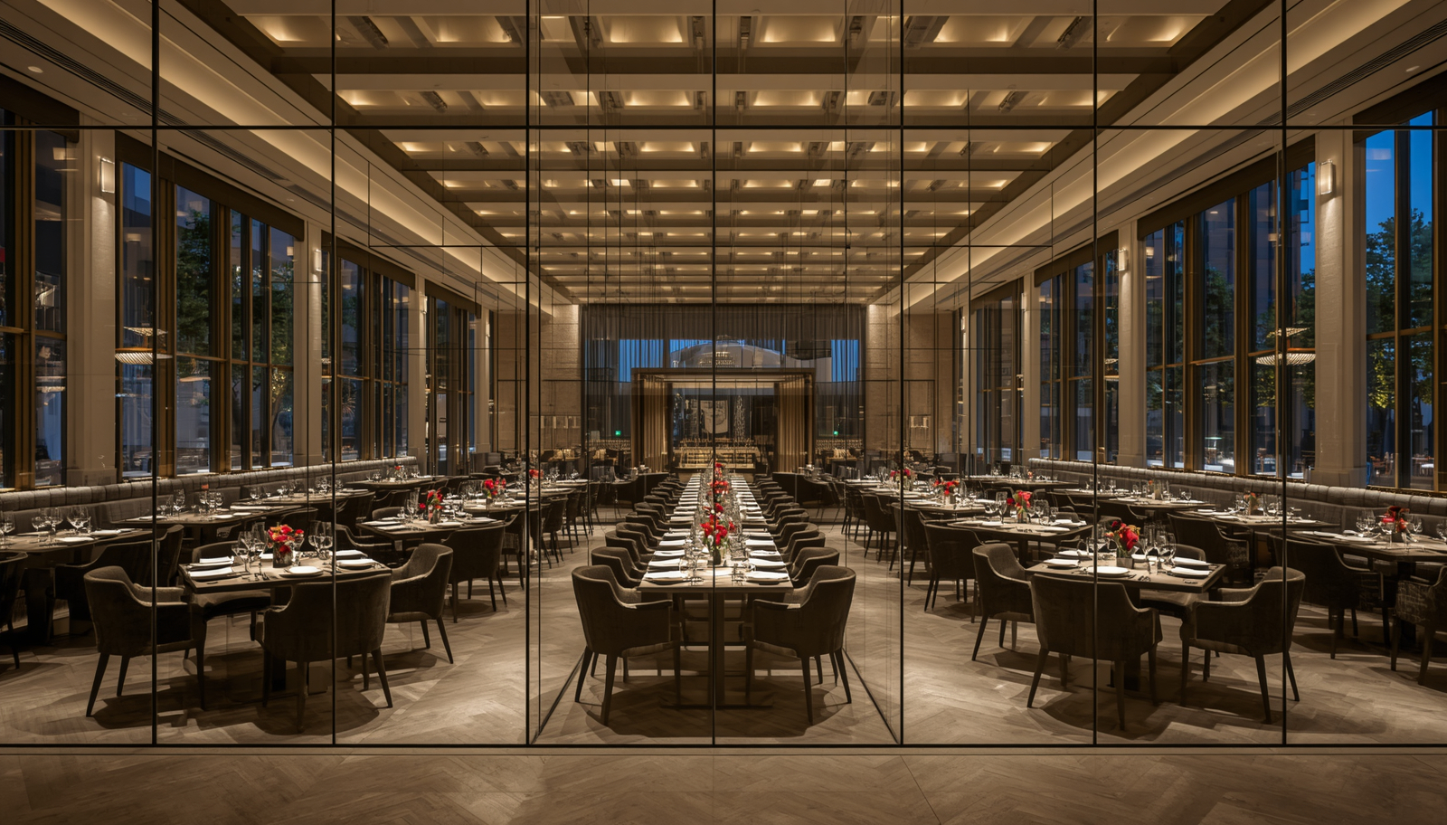 Private dining room met folie aan (transparant)