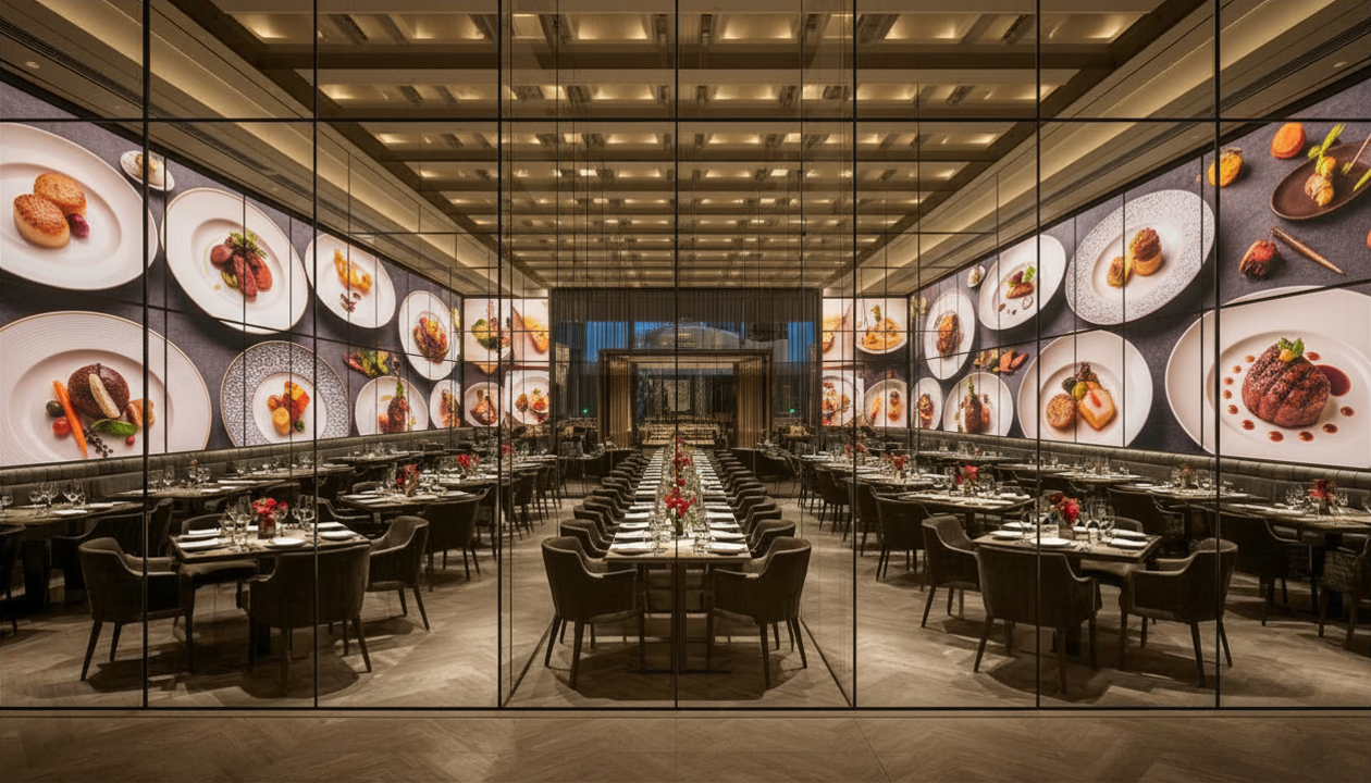 Private dining room met folie uit (privacy mode)